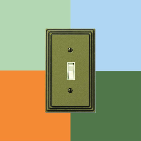 AMERELLE 84TTTRB Steps Triple Toggle Cast Metal Wallplate in Rustic Brass