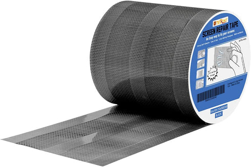Window Screen Repair Kit Tape: 4inx10FT Screen Patch Repair Kit, Well Ventilated, Strong Adhesive Fiberglass Covering Mesh Tape for Window Door Tears Holes (Black)