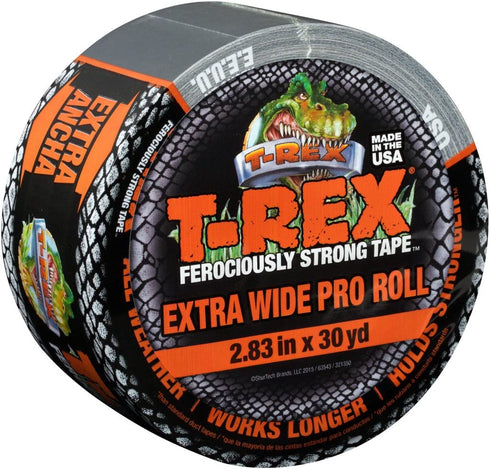 T-REX Ferociously Strong Tape, Duct Tape with UV Resistant & Waterproof Backing for Wood Brick Concrete and More, 30 yd x 2.83", Gunmetal Gray, 1-Roll (241358)