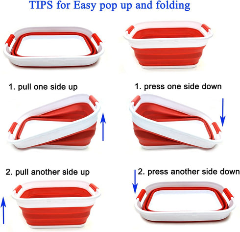 SAMMART 17.5L (4.6 Gallon) Small Collapsible/Foldable/Pop Up/Portable Washing Tub, Water Capacity 13.5L/3.5 Gallon (1, Red)