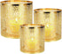 Metal Candle Holders Set of 3 Gold Pillar Candle Holder Tea Light Hurricane Votive Candle Holders for Wedding Decor, Home Decor, Birthday Decor, Party Decor, Window sash Pattern