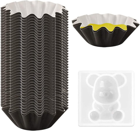 Didida 75 Wax Melt Warmer Liners Reusable & Leakproof Wax Warmer Cups Wax Tray for Scented Wax,Electric Wax Warmer, Plug-in Wax Warmers, Wax Melter and Wax Burner with 1 Wax Mold(Black)