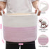 ABenkle Medium Rope Storage Basket, Soft Cotton Woven Baby Girl Basket, Rectangle Baskets Shelves Closet Organizer for Cloth, Toys, Diapers, Decorative Organizing Baskets for Nursery