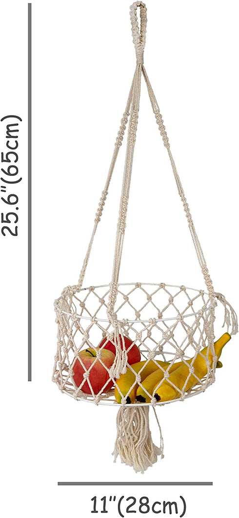 Made Terra Hanging Fruit Basket Wall Hanging Produce Basket Organizer for Kitchen Heavy Duty Wire Organizer and Storage