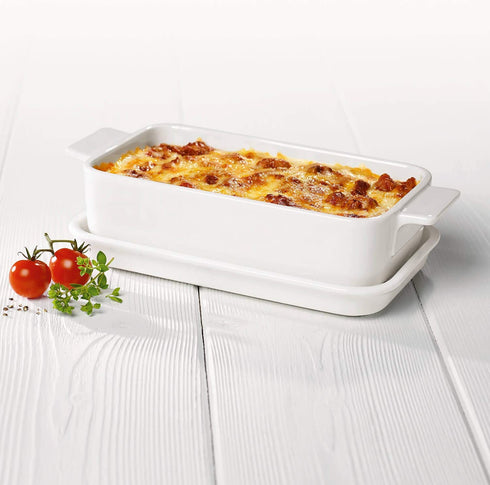 Pasta Passion Individual Lasagne Dish & Lid by Villeroy & Boch - Premium Porcelain - Made in Germany - Dishwasher and Microwave Safe -9.75 x 5.5 x 3 Inches