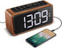 Radio Alarm Clock, Large LED Display Wood Digital FM Alarm Clock, Adjustable Brightness Dimmer and Snooze, Simple LED Clock with Dual Alarm, 12/24 Hour, Powered by AC Adapter (White LED)