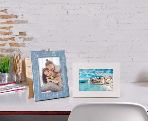 eletecpro 8x10 Picture Frame Set of 4 Wall Decor - Wooden Designs With High Definition Glass - Table Top & Wall Mount Photo Frame Sets for Office Kitchen Gallery (Rustic Frame Set, 8x10 inch)