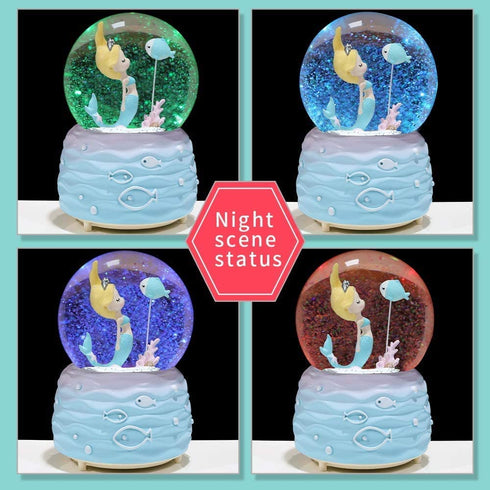BREIS Snow Globes,Mermaid Snowglobes with Musical,LED Lights, Gifts for Girls,Birthday Christmas Festival Gift for 5-12 Year Old Girls (Pink)