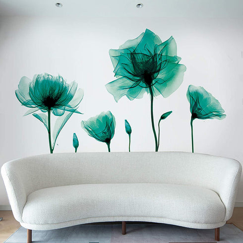 M ACHOOSE Wall Decals Emerald Green Flowers Wall Stickers Home Decor Peel and ptick Bathroom Decor Wall Art Wall Decor Living Room Bedroom Decor