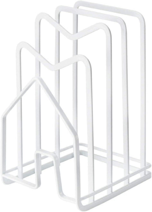Cutting Board Rack, HLLBRC Chopping Board Organizer Stand Holder Rack, Dishes Plates Pot Pan Lids Rack Organizer for Kitchen Cabinet Countertop (white)