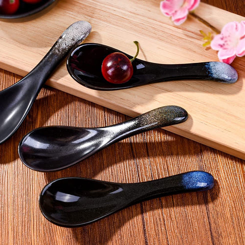 Ceramic Asian Soup Spoons Chinese Japanese Soup Spoon for Ramen Pho Miso Wonton, Set of 4