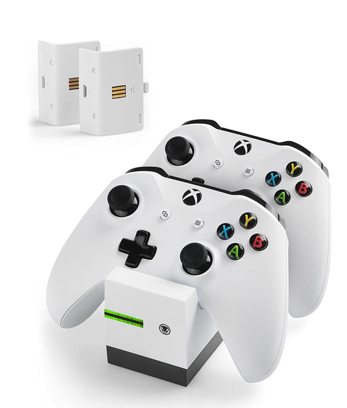 Snakebyte Twin Charge X - Xbox One Controller Charger Dual Docking/Charging Station incl. 2 Rechargeable Battery Packs for XBOX One Controller / Elite / S Controller Gamepad, White