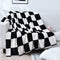 Vessia Large Flannel Fleece Plush Blanket Throw Size(50"x70") - Black and White Checker Lightweight Blanket - Super Soft Cozy Microfiber Blanket for Chair, Sofa, Couch, Bed, Camping, Travel