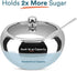 Kook Stainless Steel Sugar Bowl with Lid and Spoon, Serving Dish, Clear Glass Lid, Storage for Salt, Candy, Coffee, Holds 2 Cups, Dishwasher Safe, 16 oz