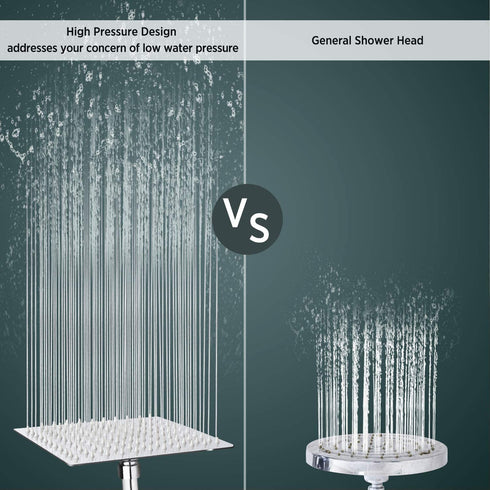 Sooreally Rain Shower Head High Pressure, 10 Inch Stainless Steel Square Rainfall Showerhead, Mirror-like, Easy Install, Swivel Spray Angle, Luxury Shower Experience, Chrome Finish