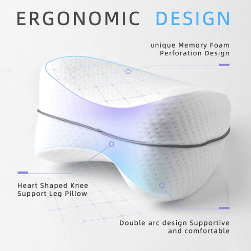 Leg & Knee Foam Support Pillow Side Sleeper Pillow Leg Pillows for Sleeping Soothing Pain Relief for Sciatica, Back, Hips, Knees, Joints & Pregnancy Removable and Washable Cover