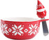 Bico Red Christmas Gnome Dip Bowl with Spreader, Handpainted Ceramic, Dishwasher Safe