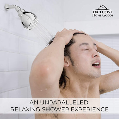 High Pressure Shower Head - Chrome - Powerful Deluxe Bathroom Showerhead with Strong Spray Stream and Small Silicone Nozzles - Universal Fit Works with High and Low Water Flow Showers