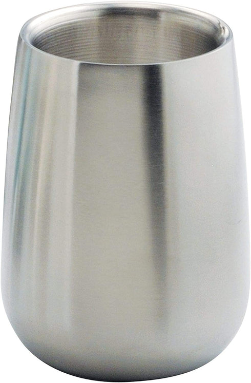 iDesign Nogu Metal Tumbler Cup, Holder for Makeup Brushes, Toothbrushes, Glasses, Brushes on Bathroom, Vanity Countertops, College Dorm, Bedroom Desks, 3.25" x 3.25" x 4" - Brushed Stainless Steel