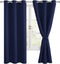 Hiasan Blackout Curtains for Bedroom, 42 x 63 Inches Length - Thermal Insulated & Light Blocking Window Curtains for Living Room, 2 Drape Panels Sewn with Tiebacks, Navy Blue