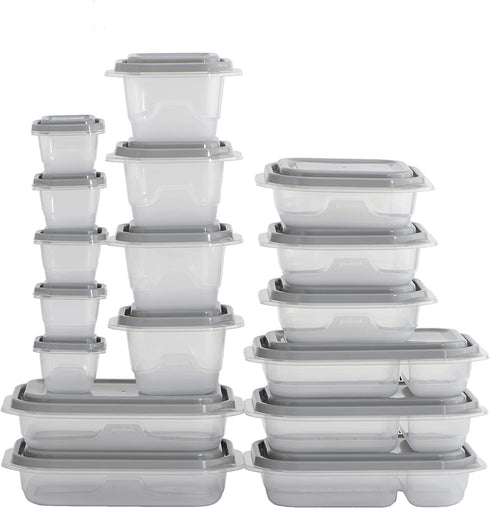 Good Cook EveryWare 34-Piece BPA-Free Plastic Food Storage Container Set, Clear/Grey, (41758)