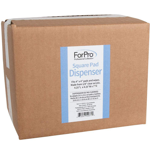 ForPro Square Pad Dispenser - Clear, Acrylic, Open Sides and Top Dispenser- Cocktail Napkin Dispenser - Fits 4? x 4? Cotton Pads - 7? H x 4.25? W x 4.25? L