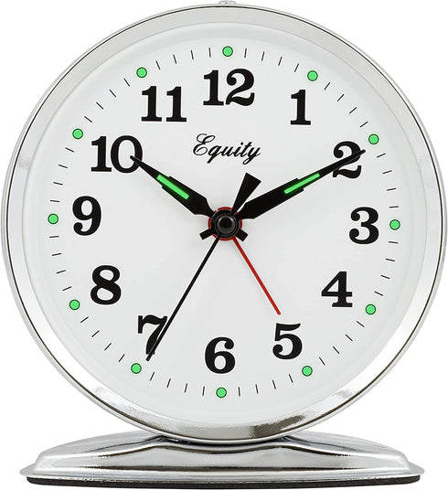 Equity by La Crosse 24014 Wind-Up Loud Bell Metal Alarm Clock, Pack of 1, Silver