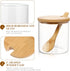 UPKOCH 2pcs Condiment Spice Jars Glass Condiment Seasoning Container Pots with Spoon Wood Lids Storage Canister for Kitchen