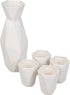 5 Piece Traditional Japanese Sake Set, 1 Tokkuri Bottle and 4 Ochko Cups, White - Unique Custom Modern Design