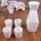 5 Piece Traditional Japanese Sake Set, 1 Tokkuri Bottle and 4 Ochko Cups, White - Unique Custom Modern Design