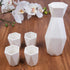 5 Piece Traditional Japanese Sake Set, 1 Tokkuri Bottle and 4 Ochko Cups, White - Unique Custom Modern Design