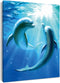 HVEST Dolphin Canvas Wall Art Cute Dolphins Playing Under Sea with Sunshine Picture Printing Artwork for Living Room Bedroom Bathroom Wall Decor,Stretched and Framed Ready to Hang,12x16 Inches
