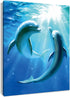 HVEST Dolphin Canvas Wall Art Cute Dolphins Playing Under Sea with Sunshine Picture Printing Artwork for Living Room Bedroom Bathroom Wall Decor,Stretched and Framed Ready to Hang,12x16 Inches