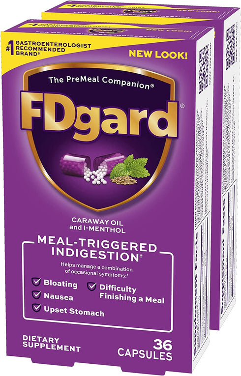 FDgard Dietary Supplement to Help Manage Meal-Triggered Indigestion†, 72 Capsules (Packaging May Vary)