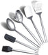 Cooking Spoon, Berglander 6 Pieces Spatula Set Stainless Steel, Metal Spatula, Serving Spoon, Kitchen Tools Set Non-Stick And Heat Resistant, Dishwasher Safe, Easy to Clean (6 Packs)