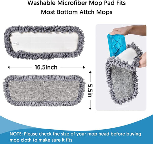 MEXERRIS Microfiber Spray Mop Pads Replacement Head for Wet Dry Dust Mop, Reusable Washable Mop Heads Refills Compatible with Bona Floor Care System for Kitchen Home Commercial Floor Cleaning -3 Pack
