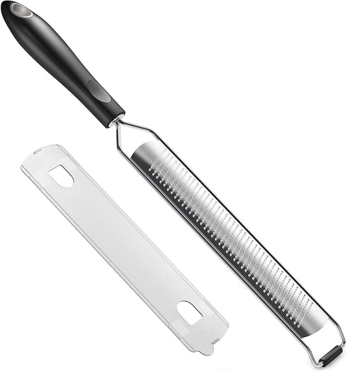 GRACE & GRIND Lemon Zester Grater for Kitchen Accessories - Premium Stainless Steel Grater for Parmesan Cheese, Citrus, Garlic, Carrot, Vegetables and Fruits with Non Slip Handle and Cover