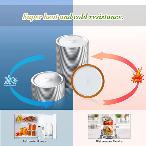 Regular Mouth Canning Lids, 128 Count Split Type Mason Jar Lids for Ball, Kerr Jars, Food Grade Material, Silver/70MM
