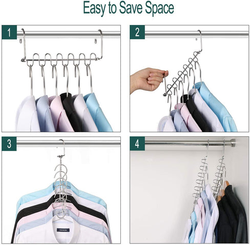 GEFTOL Metal Space Saving Hangers 12 Slots New Version Hanger Magic Cascading Hanger Closet Wardrobe Clothes Organizer(12 Pack)