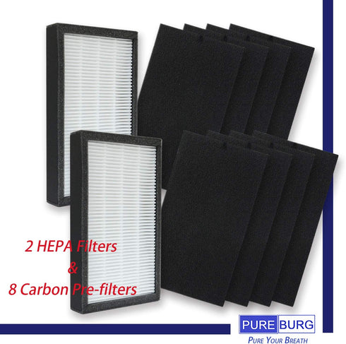 PUREBURG Replacement HEPA Filter Set 2+8 Compatible with FLT4100 AC4100 Filter E, AC4100CA AC4150BL AC4150PCA AC4150PC Part Number FLT11CB4