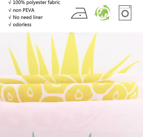 RosieLily Pineapple Shower Curtain Fruit Shower Curtain Summer Shower Curtain Blue Yellow Pineapple Bathroom Decor Fabric Tropical Hawaii Shower Curtain Set with 12 Hooks, 72"x 72"