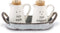 Mud Pie Farmhouse Inspired Ceramic Aluminum Salt and Pepper Caddy Set, One size, White