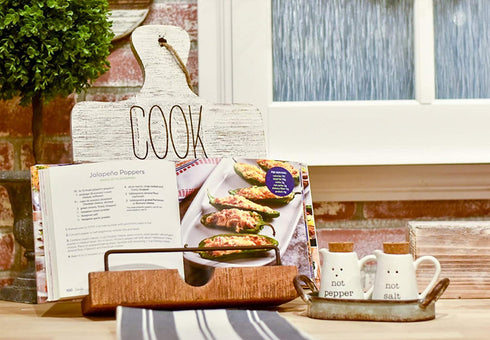 Mud Pie Farmhouse Inspired Ceramic Aluminum Salt and Pepper Caddy Set, One size, White