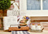 Mud Pie Farmhouse Inspired Ceramic Aluminum Salt and Pepper Caddy Set, One size, White