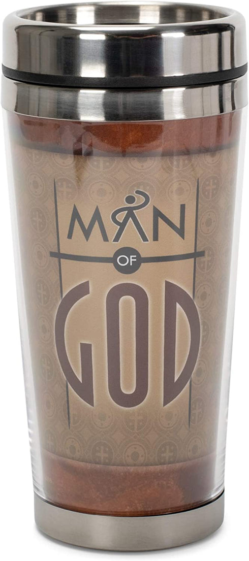 Man Of God Arms with Strength Psalm 18:32 16 Oz. Stainless Steel Insulated Travel Mug with Lid