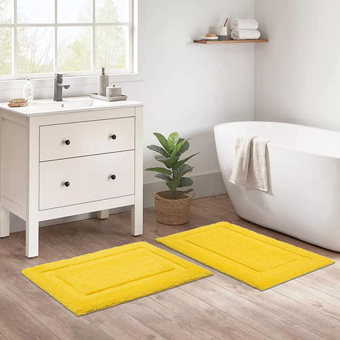 SHACOS Super Soft Bathroom Rug Bath Mat Microfiber Absorbent Non Slip Bath Rug for Bathroom Indoor Doormat Machine Washable (20"x32", Yellow)