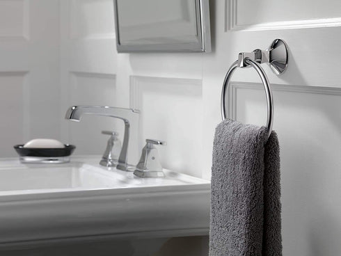 Delta Faucet Ashlyn Towel Ring, Chrome, Bathroom Accessories, 76446 6.38 x 7.57 x 2.25 Inches