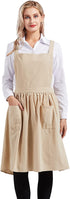 Nanxson Women Cotton Linen Bib Apron Cross Back Work Apron for Cooking,Baking,Crafting,Flower Arrangement CF3046