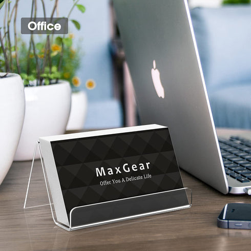 MaxGear Business Card Holder for Desk Acrylic Business Card Display Holders Clear Business Cards Holder Stand 6 Pack Desktop Plastic Name Card Organizer, Capacity: 50 Cards