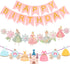 Princess Birthday Decoration | Princess Birthday Banner | Pink Happy Birthday Banner | Pink and Gold Birthday Party Decorations | Princess & Flower shape birthday party banner | Princess Home & Cab s